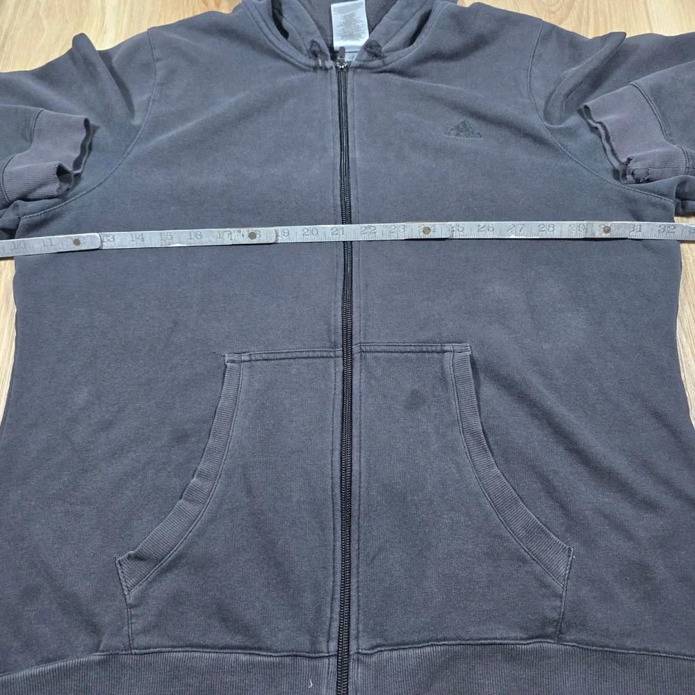 Vintage Adidas Y2K Style Distressed Mild Thrashed Full Zip Faded Black Hoodie XL